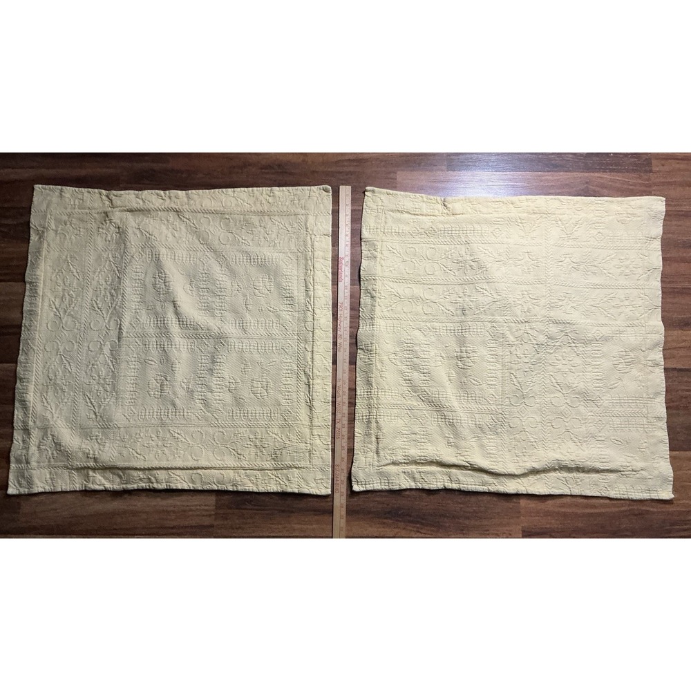 Pair Of Eddie Bauer Home Yellow 100% Cotton Matelassé Euro Shams
